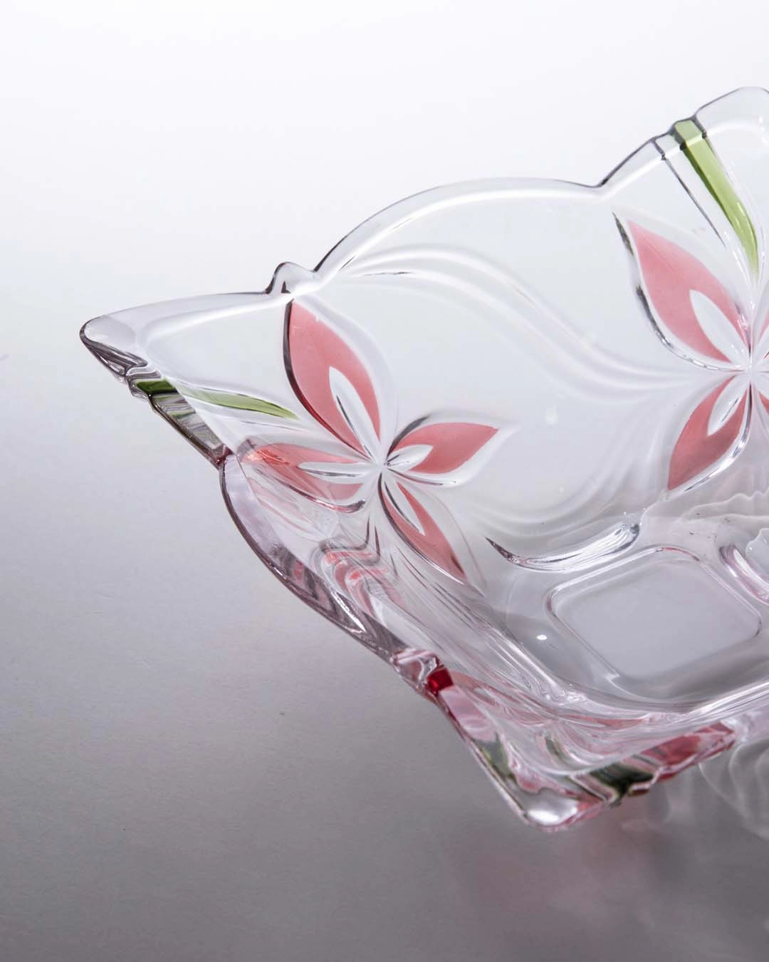 Frosted Red Flower glass Bowl