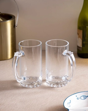 Frothy Fiesta Beer Mug Clear - Set of 2modern kitchen decor ,kitchen dinner set ,dinnerware 