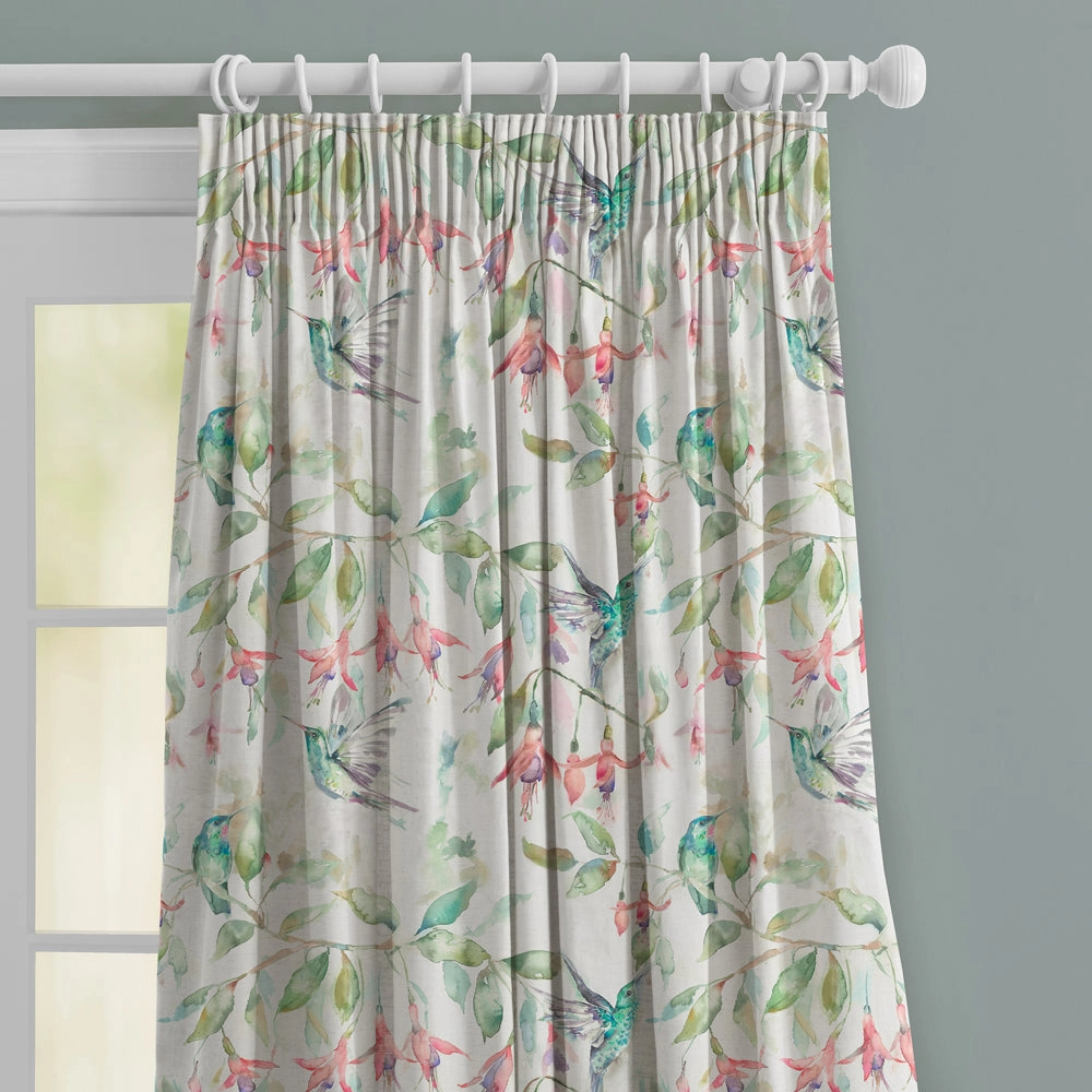 Fuchsia Flight Printed Made to Measure Curtains Cream