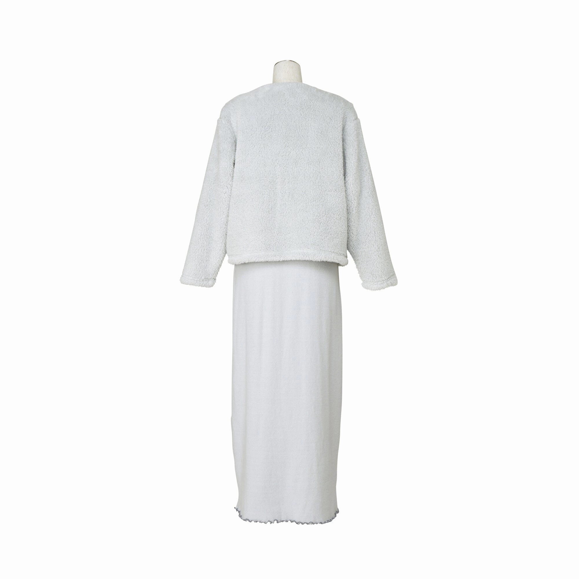 Fur Cardigan And Hyaluronan Dress  Light Blue