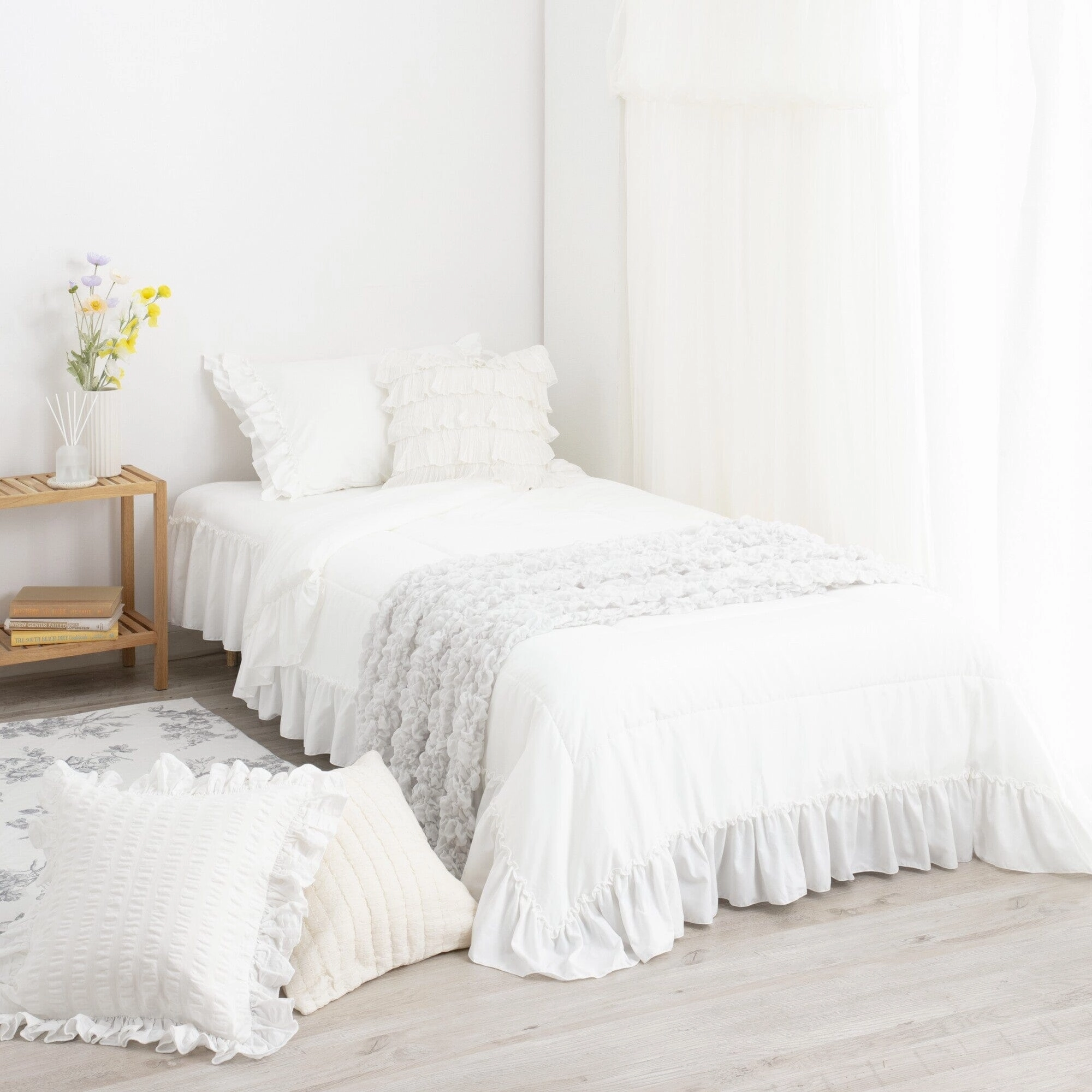 Fuwaro Cooling Pillow Cover Ruffle 700 X 500 White