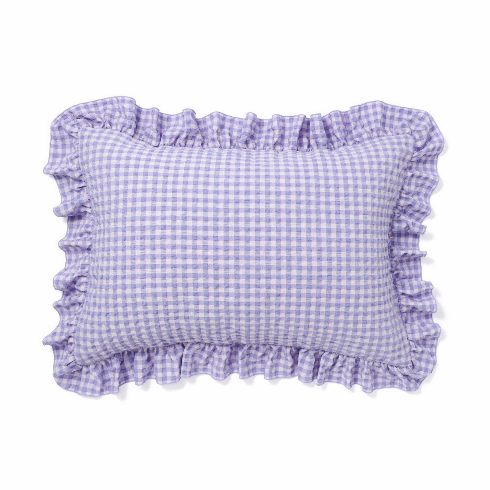 Fuwaro Cooling Pillow Cover Ruffle Check 700 X 500 Pink X Purplebedding sets ,throw blankets 