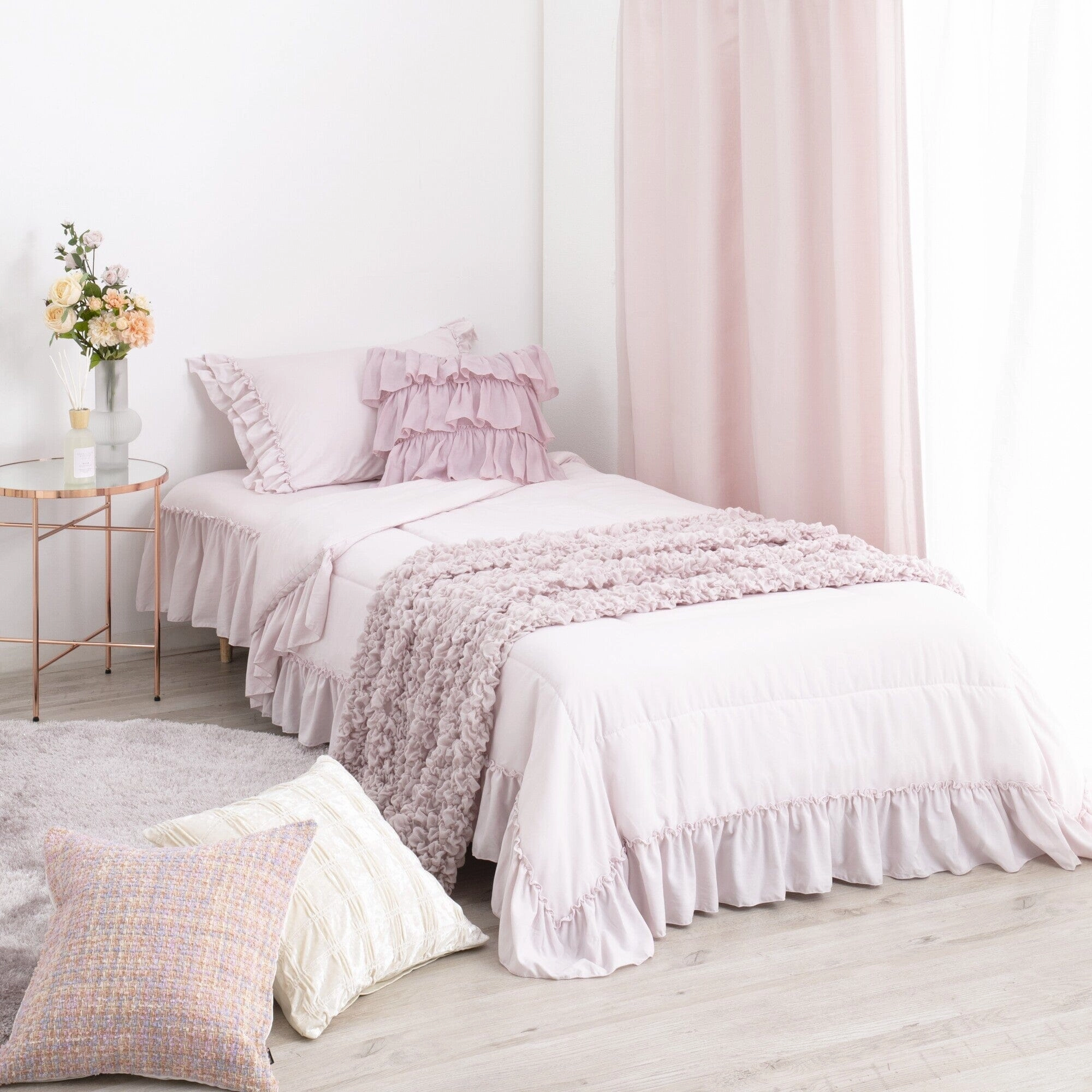 Fuwaro Cooling Pillow Cover Ruffles 700 X 500 Pink