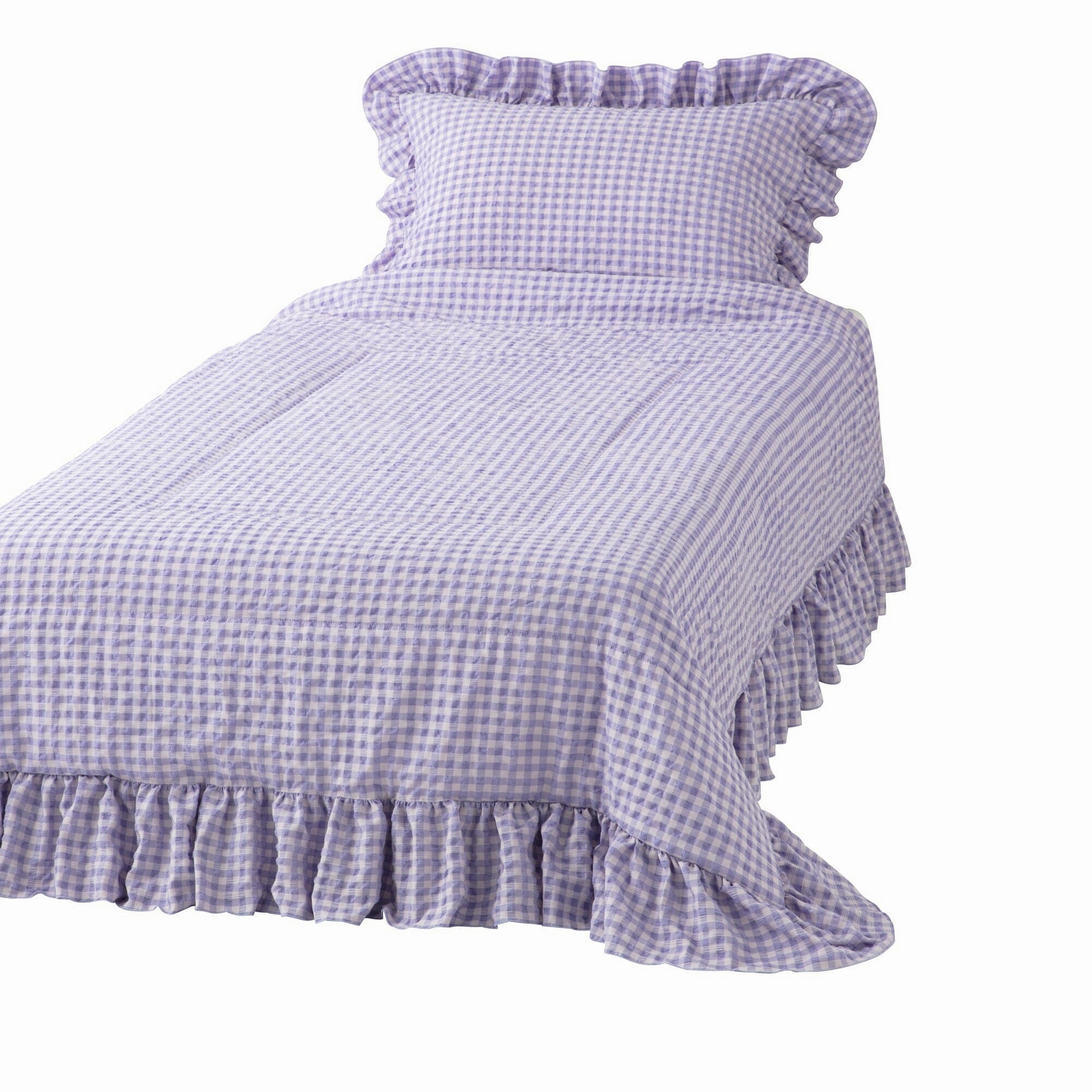 Fuwaro Cooling Quilt Frill Check Double Pink X Purplebedding sets ,throw blankets 