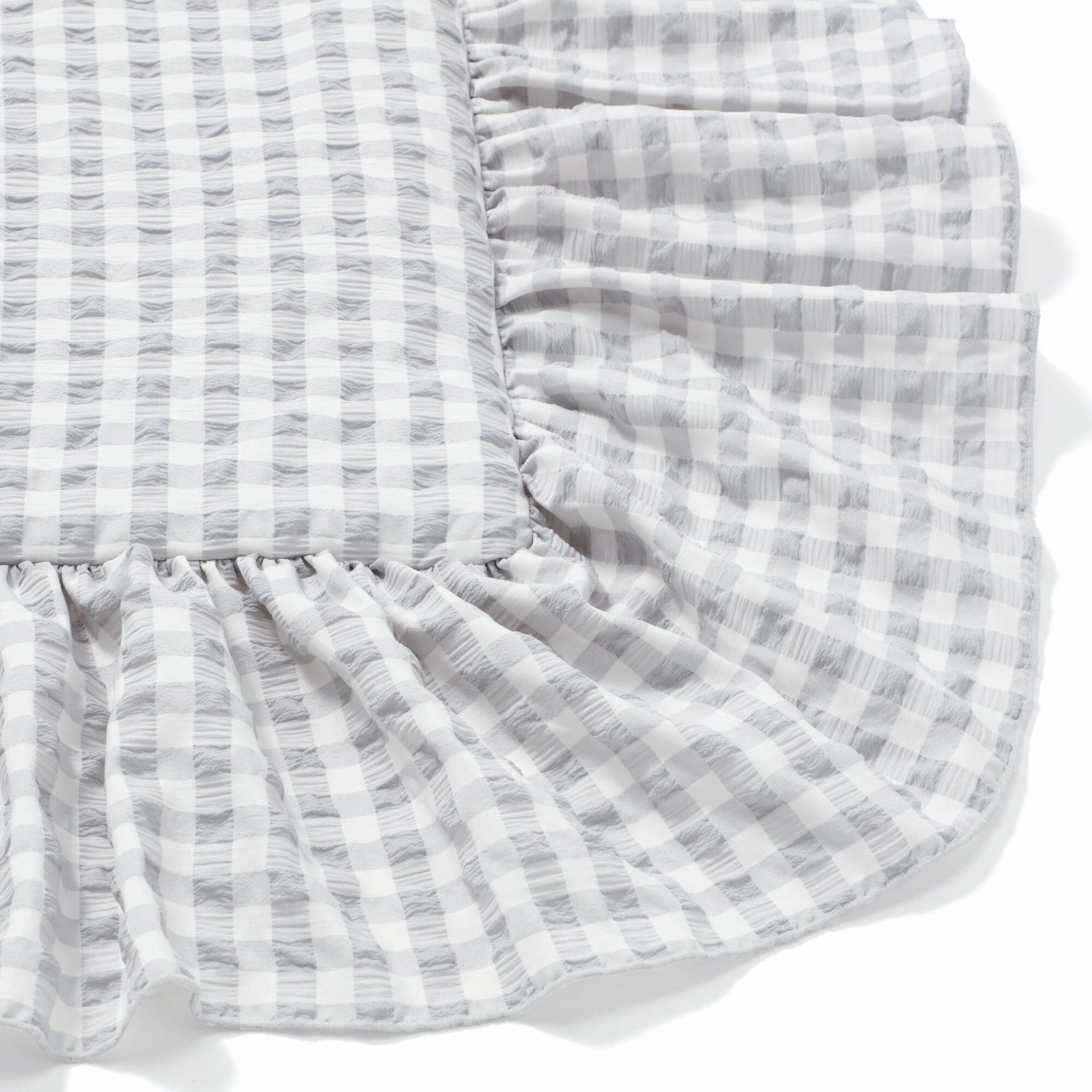 Fuwaro Cooling Quilt Frill Check Double White X Grey