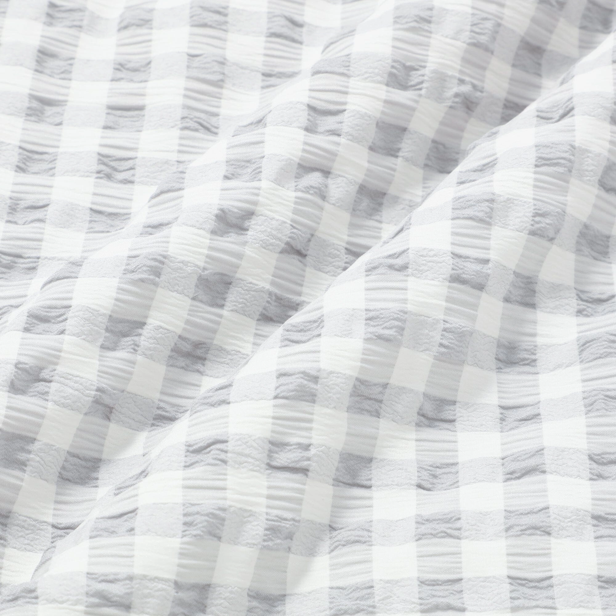 Fuwaro Cooling Quilt Frill Check Double White X Grey
