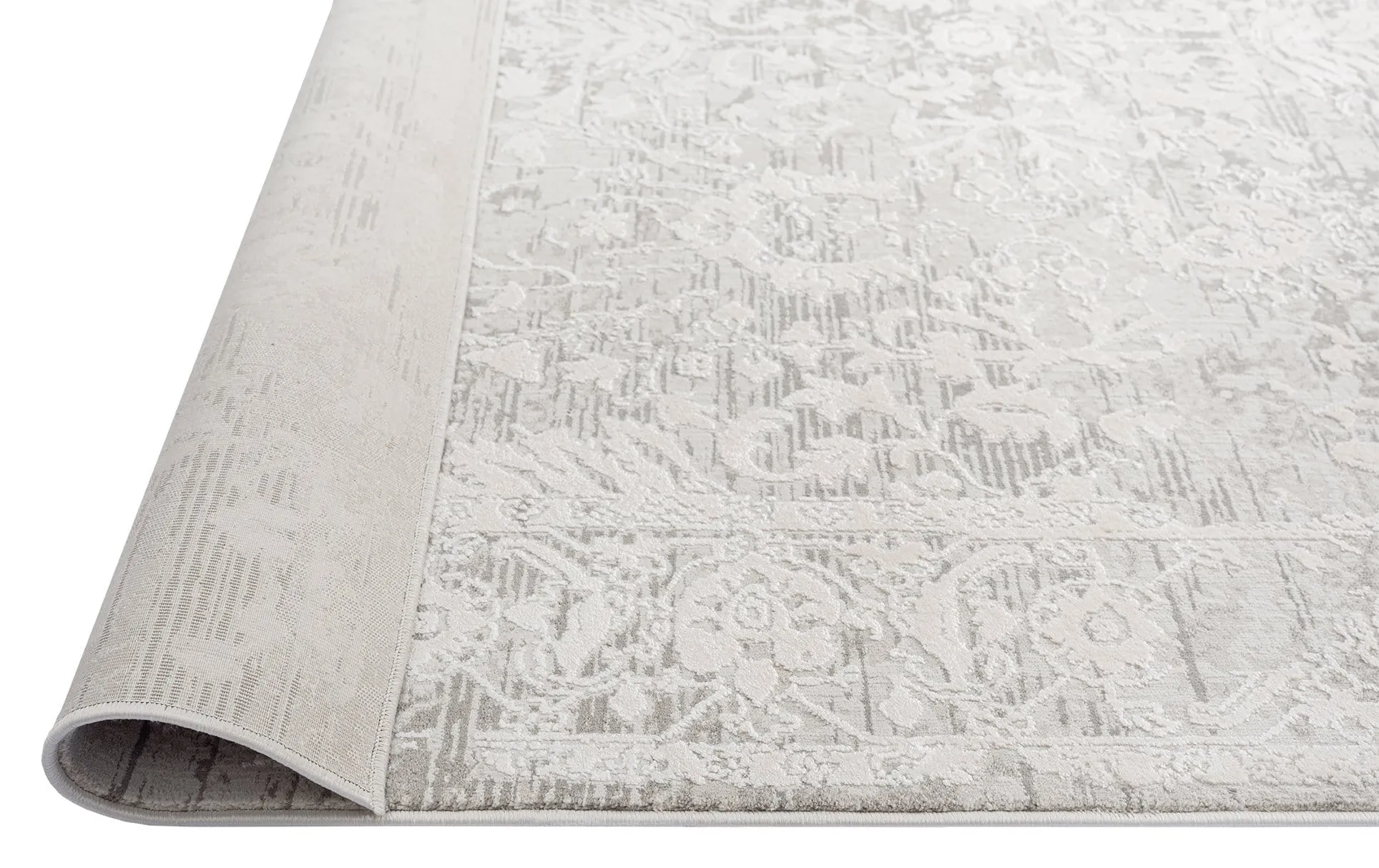 Gabriella Grey and Ivory Distressed Floral Rug *NO RETURNS UNLESS FAULTY