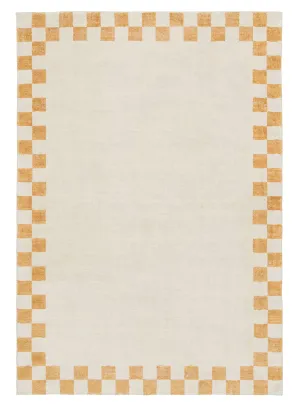 Gadise Yellow Mustard Checkered Border Washable Rugmodern color block patchwork rug