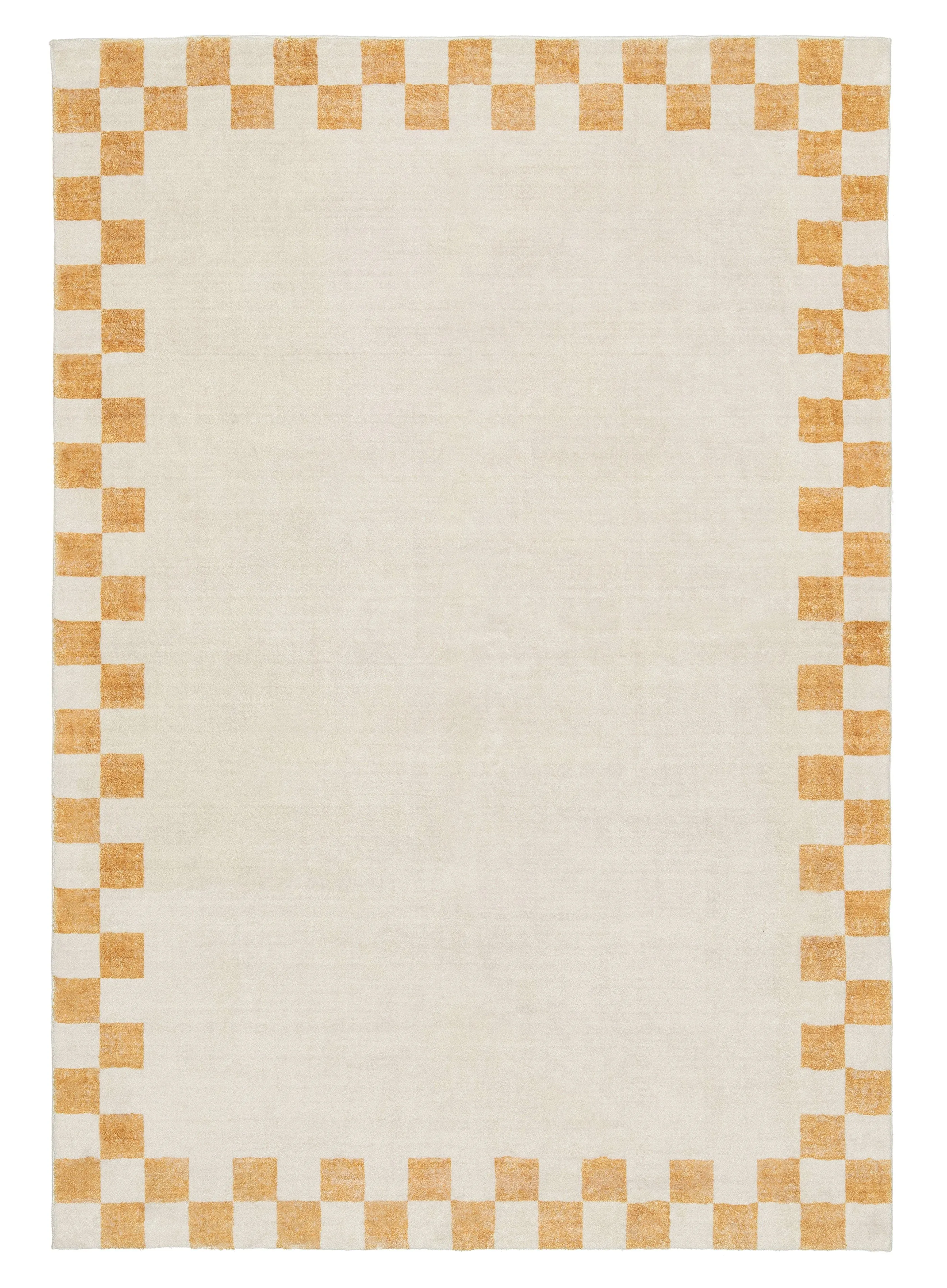 Gadise Yellow Mustard Checkered Border Washable Rugmodern color block patchwork rug