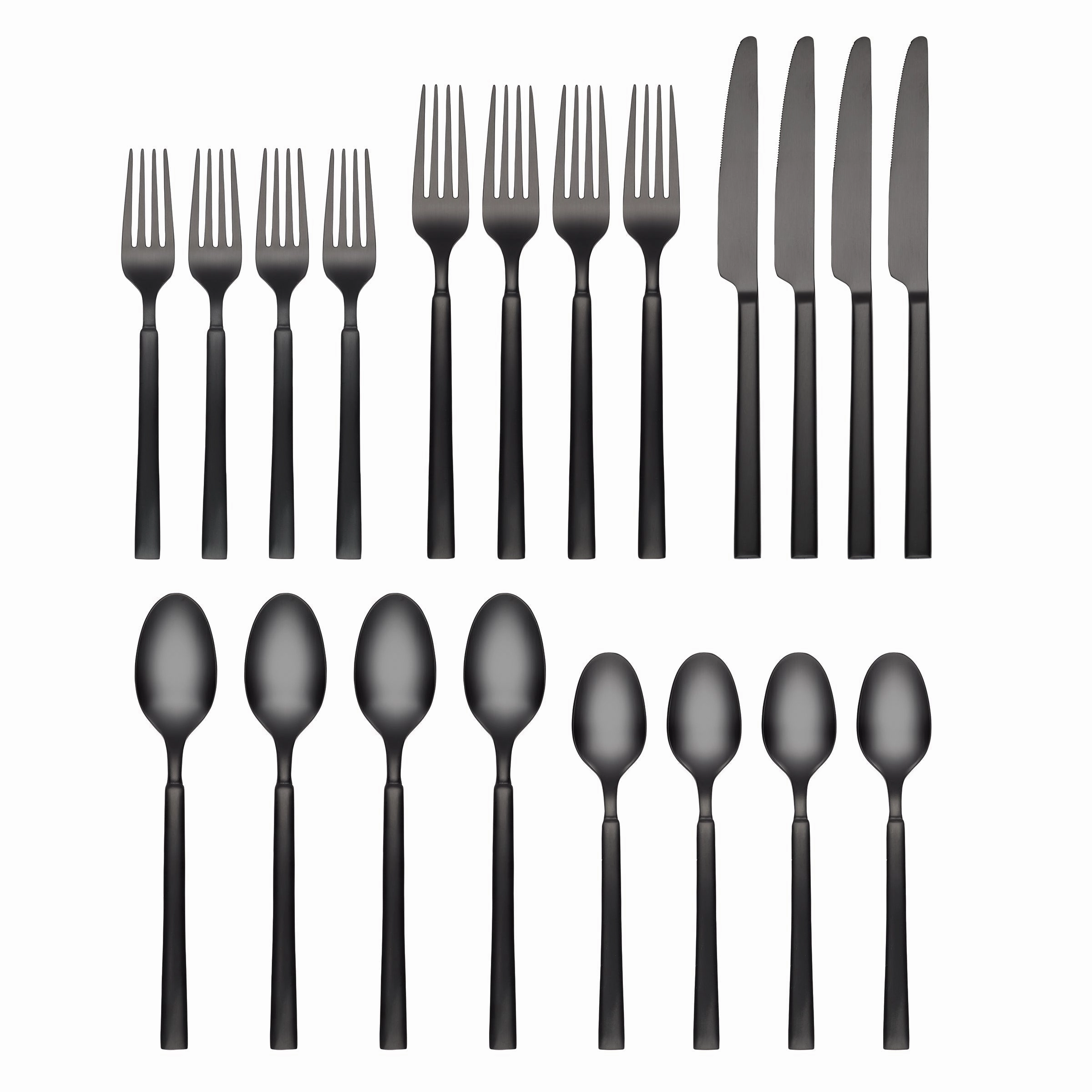 Gailann Black Satin 20 Piece Flatware Set