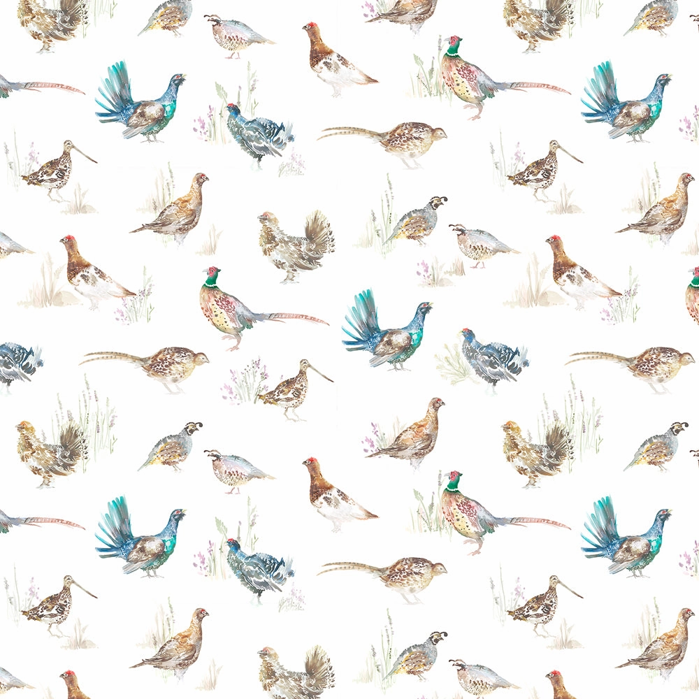 Game Birds Mini Printed Linen Made to Measure Roman Blinds Cream