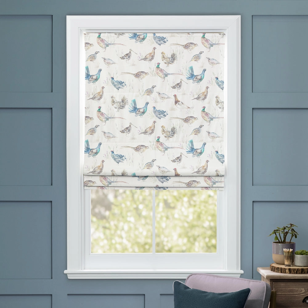 Game Birds Mini Printed Linen Made to Measure Roman Blinds Cream