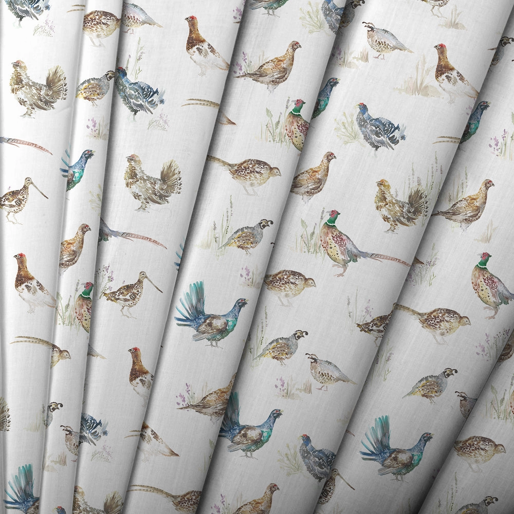 Game Birds Mini Printed Linen Made to Measure Roman Blinds Cream
