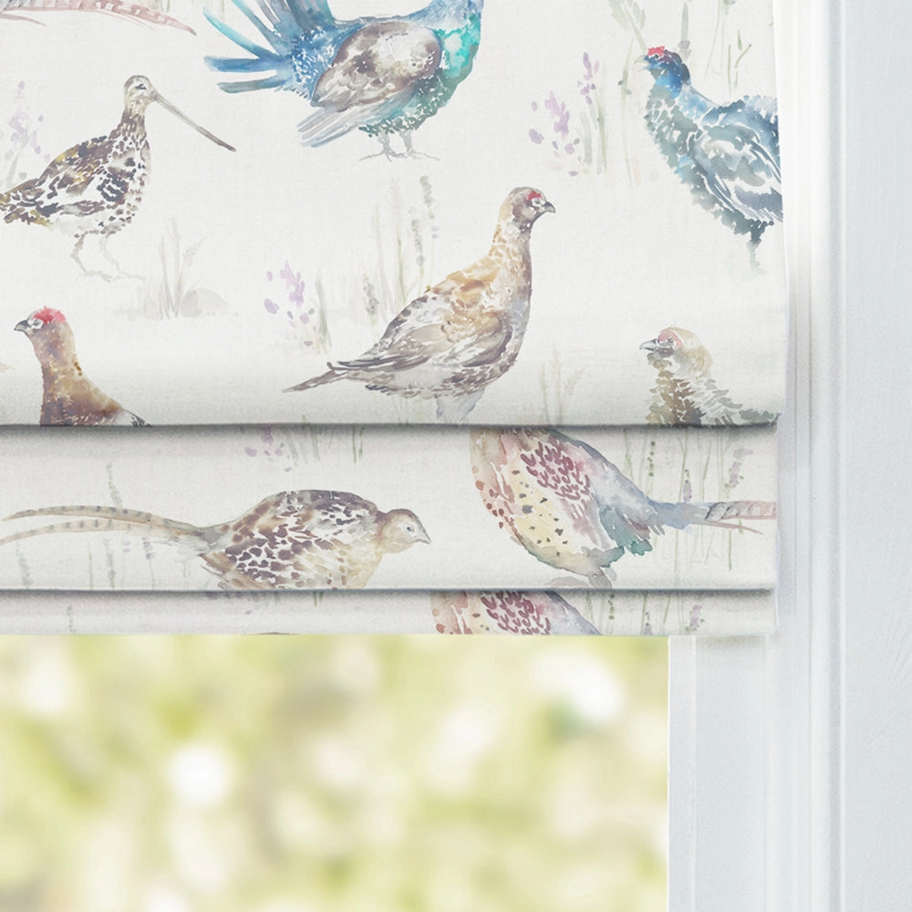 Game Birds Mini Printed Linen Made to Measure Roman Blinds Cream