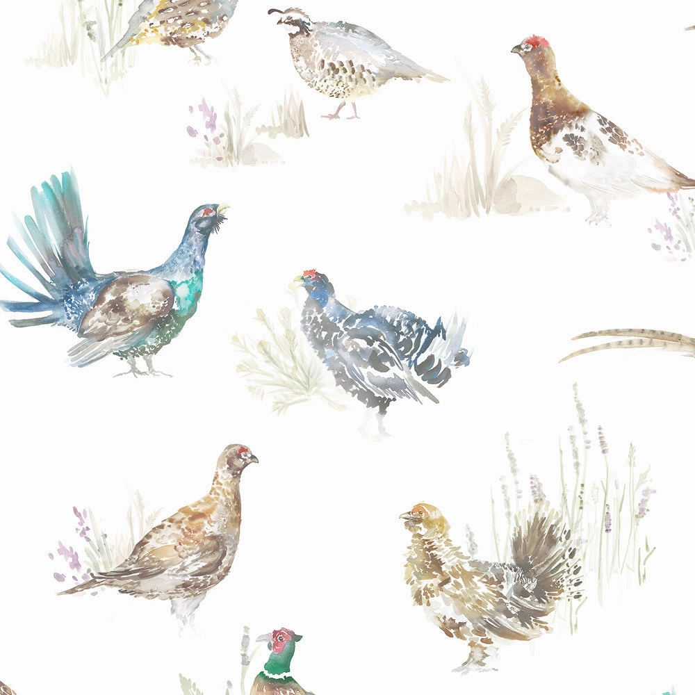 Game Birds Printed Linen Made to Measure Roman Blinds Cream