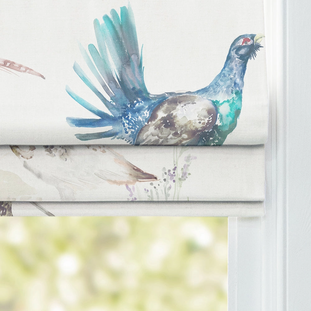 Game Birds Printed Linen Made to Measure Roman Blinds Cream