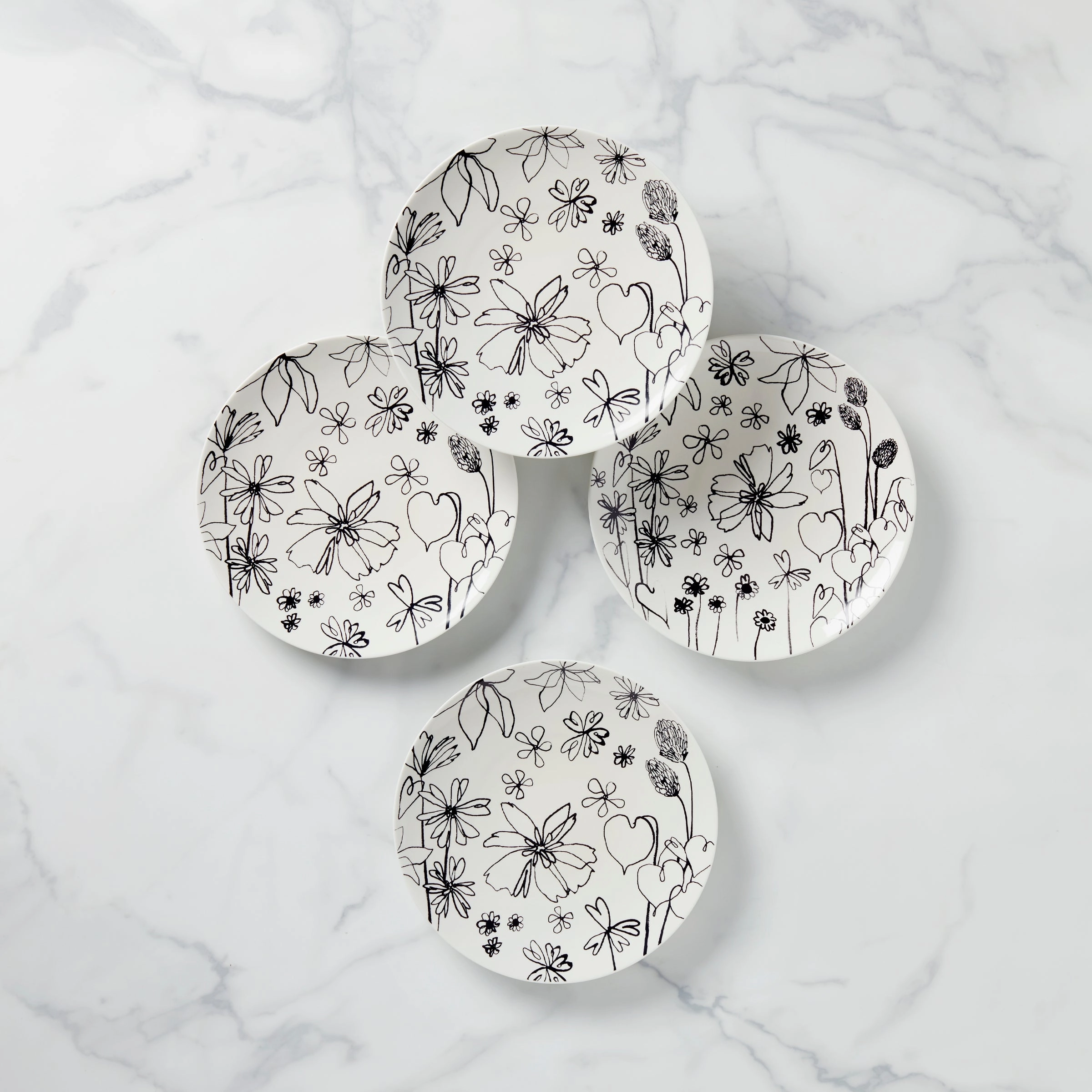 Garden Doodle Accent Plates - Set of 4modern kitchen decor ,kitchen dinner set ,dinnerware 