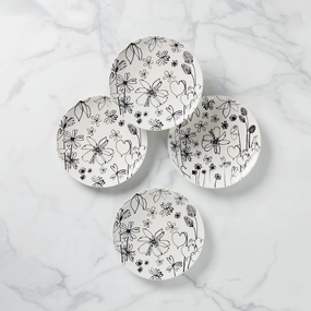 Garden Doodle Accent Plates - Set of 4modern kitchen decor ,kitchen dinner set ,dinnerware 