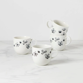 Garden Doodle Mugs - Set of 4glass cups ,personalized mugs 