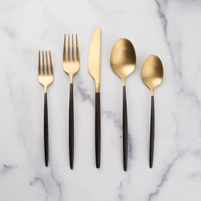 Gaze Black Champagne Satin 20 Piece Flatware Seteco-friendly bamboo fiber tableware set 