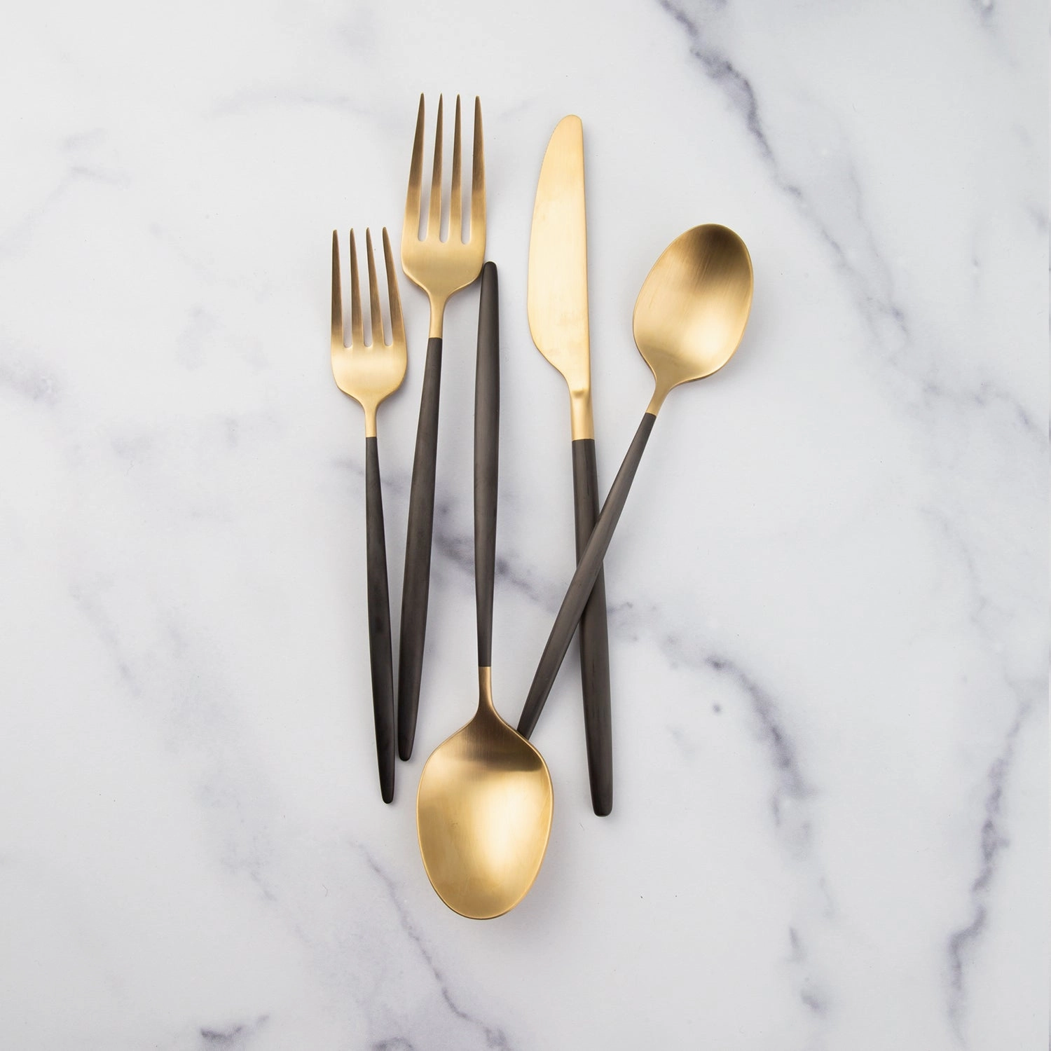 Gaze Black Champagne Satin 20 Piece Flatware Set