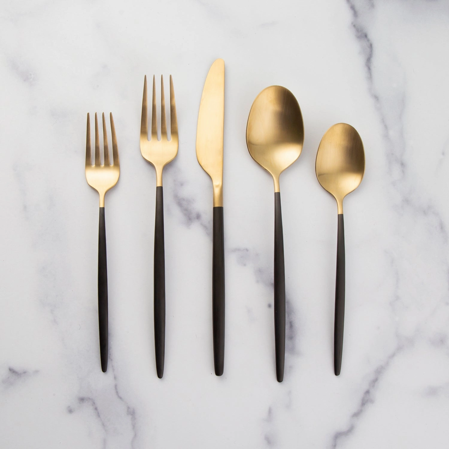 Gaze Black Champagne Satin 20 Piece Flatware Seteco-friendly bamboo fiber tableware set 