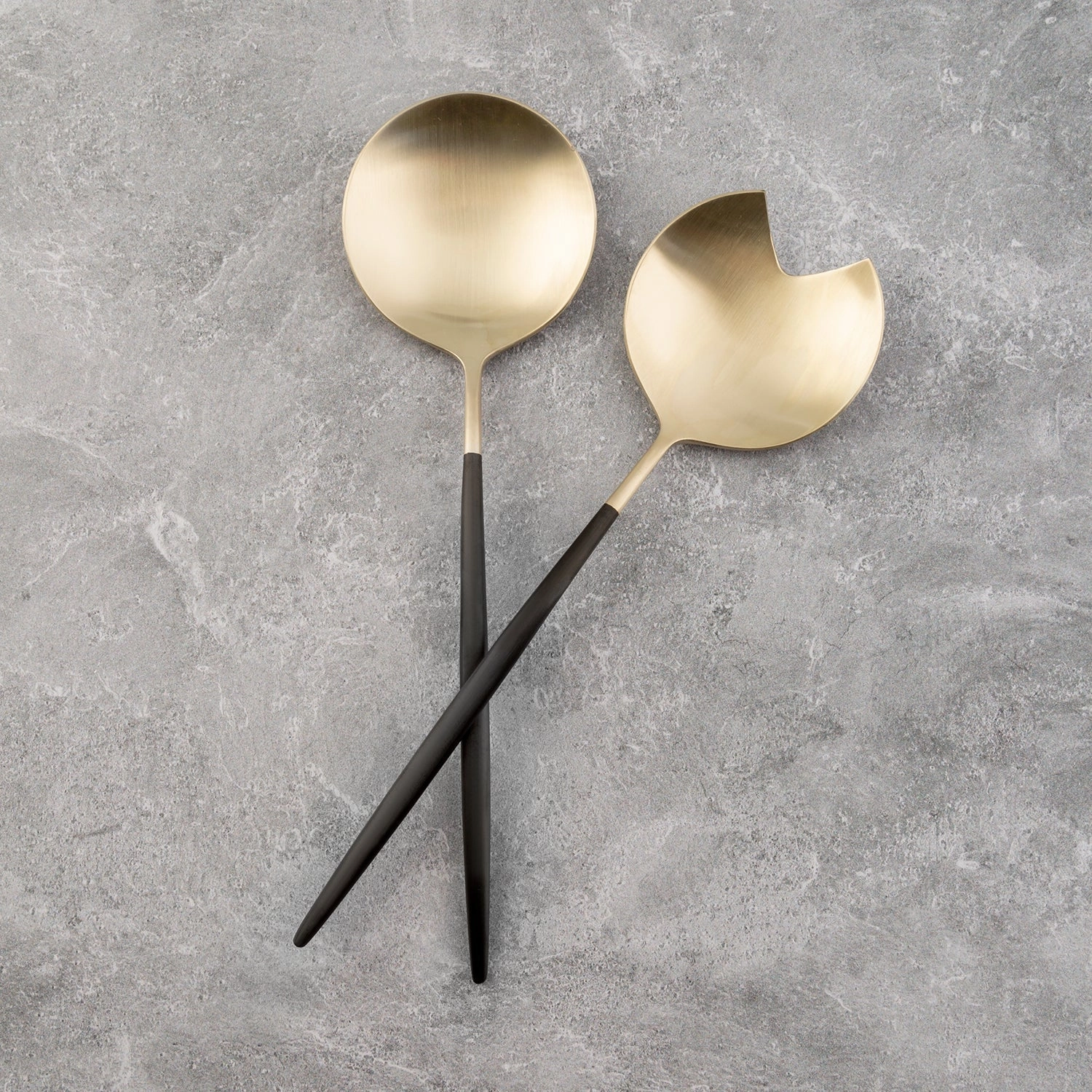 Gaze Black Champagne Satin 2 Piece Serve Set