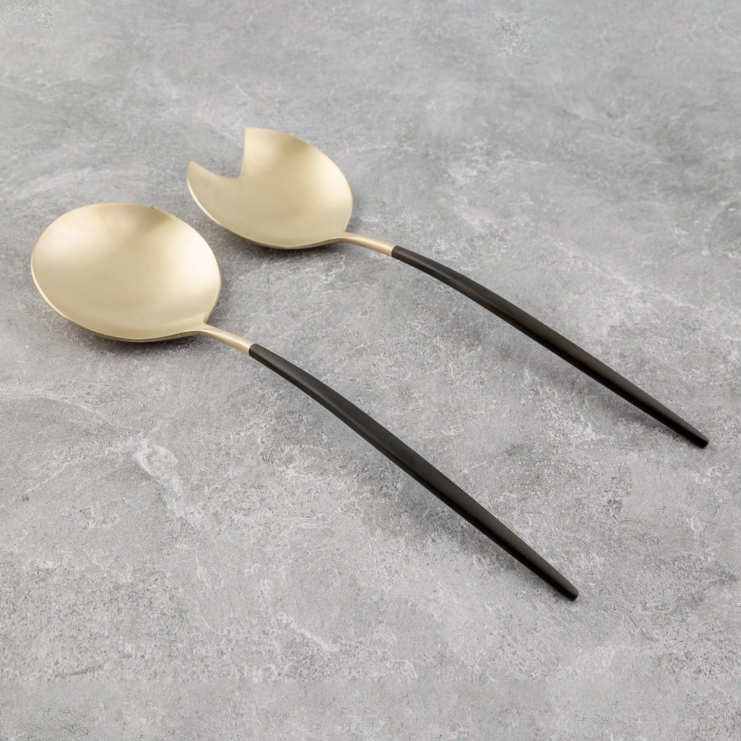 Gaze Black Champagne Satin 2 Piece Serve Set