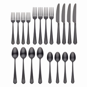 Geo Black Satin 20 Piece Flatware Seteco-friendly bamboo fiber tableware set 