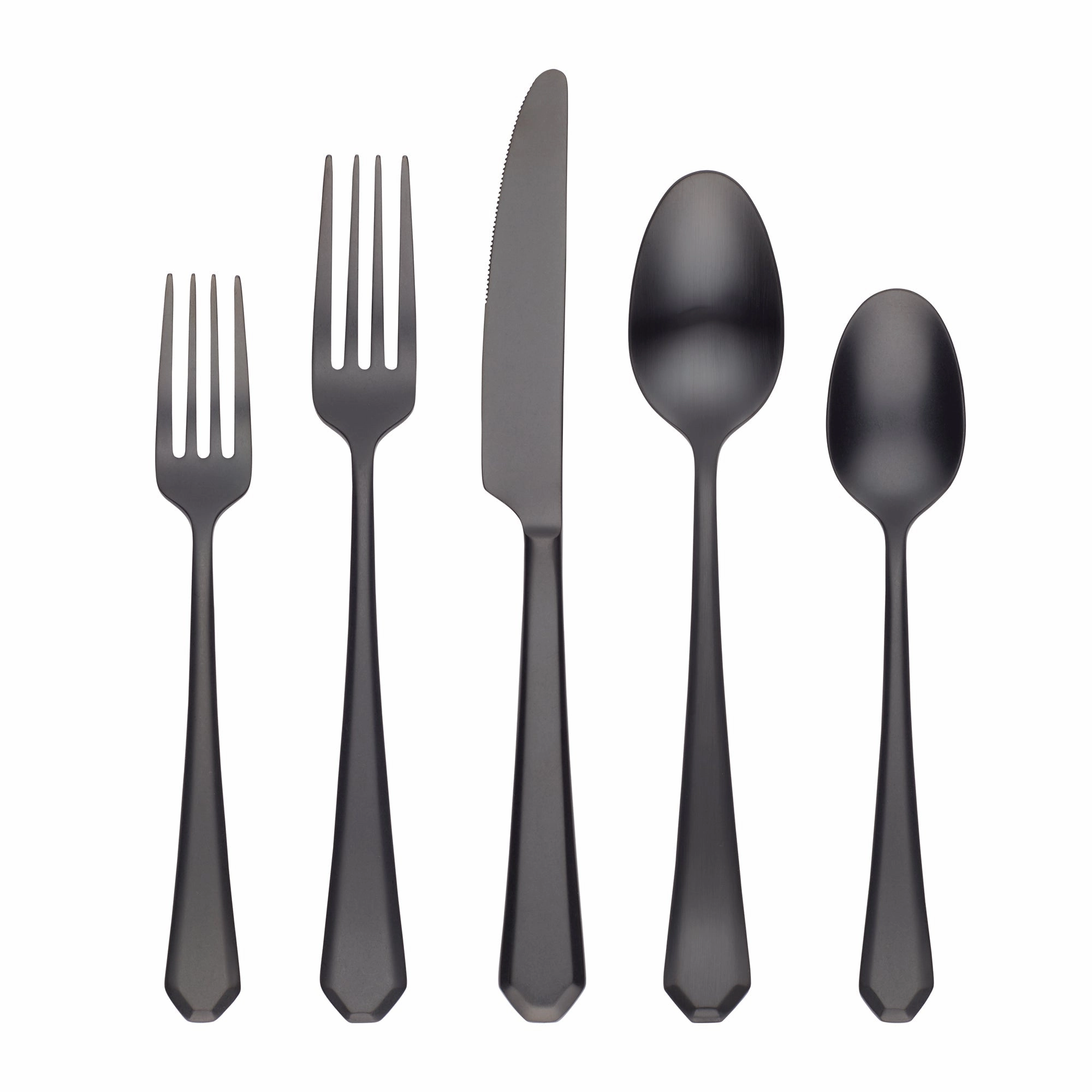 Geo Black Satin 20 Piece Flatware Set