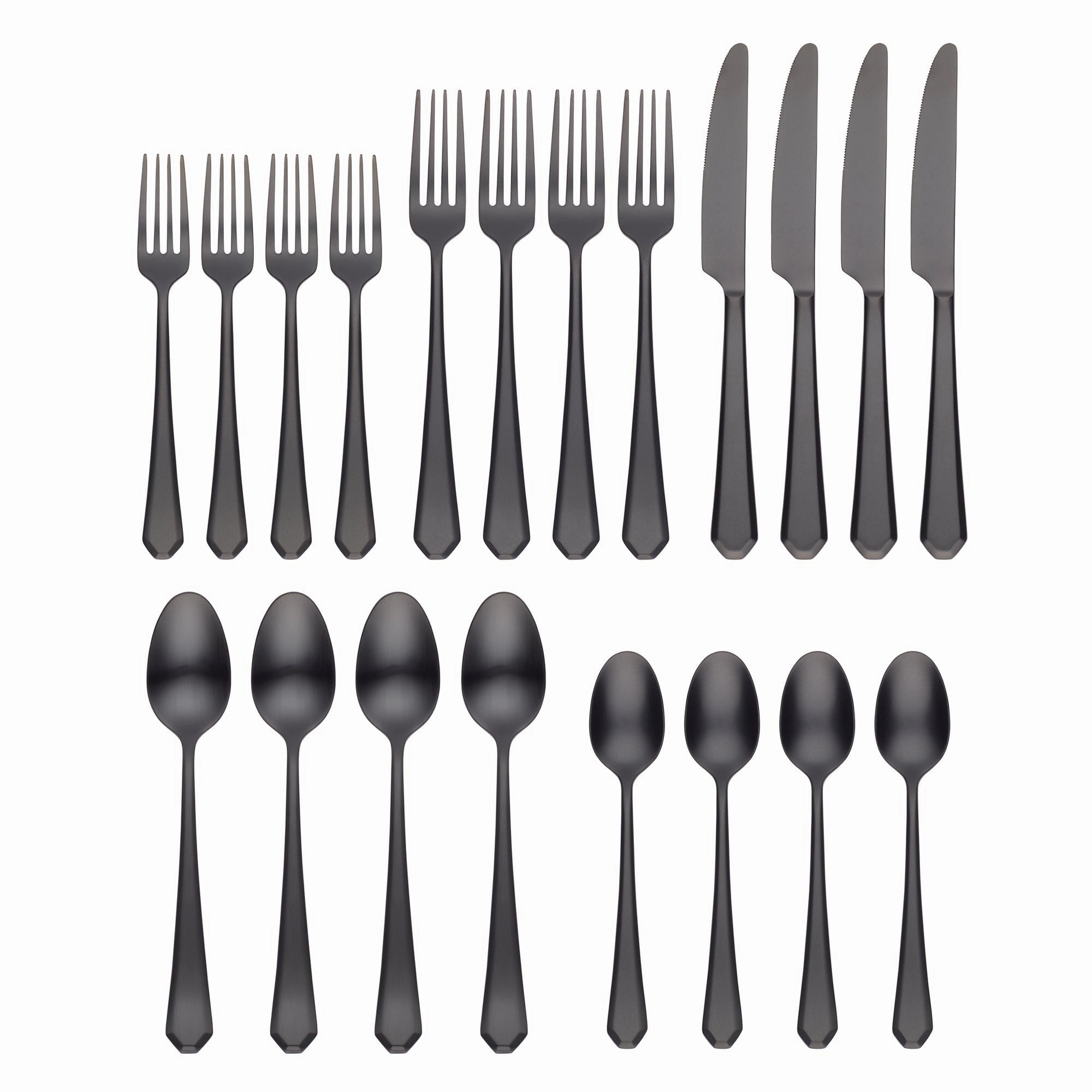 Geo Black Satin 20 Piece Flatware Seteco-friendly bamboo fiber tableware set 