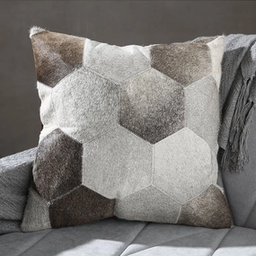 Geometric Grey Patchwork Hide Throw Cushionhome decoration ,modern home decor 