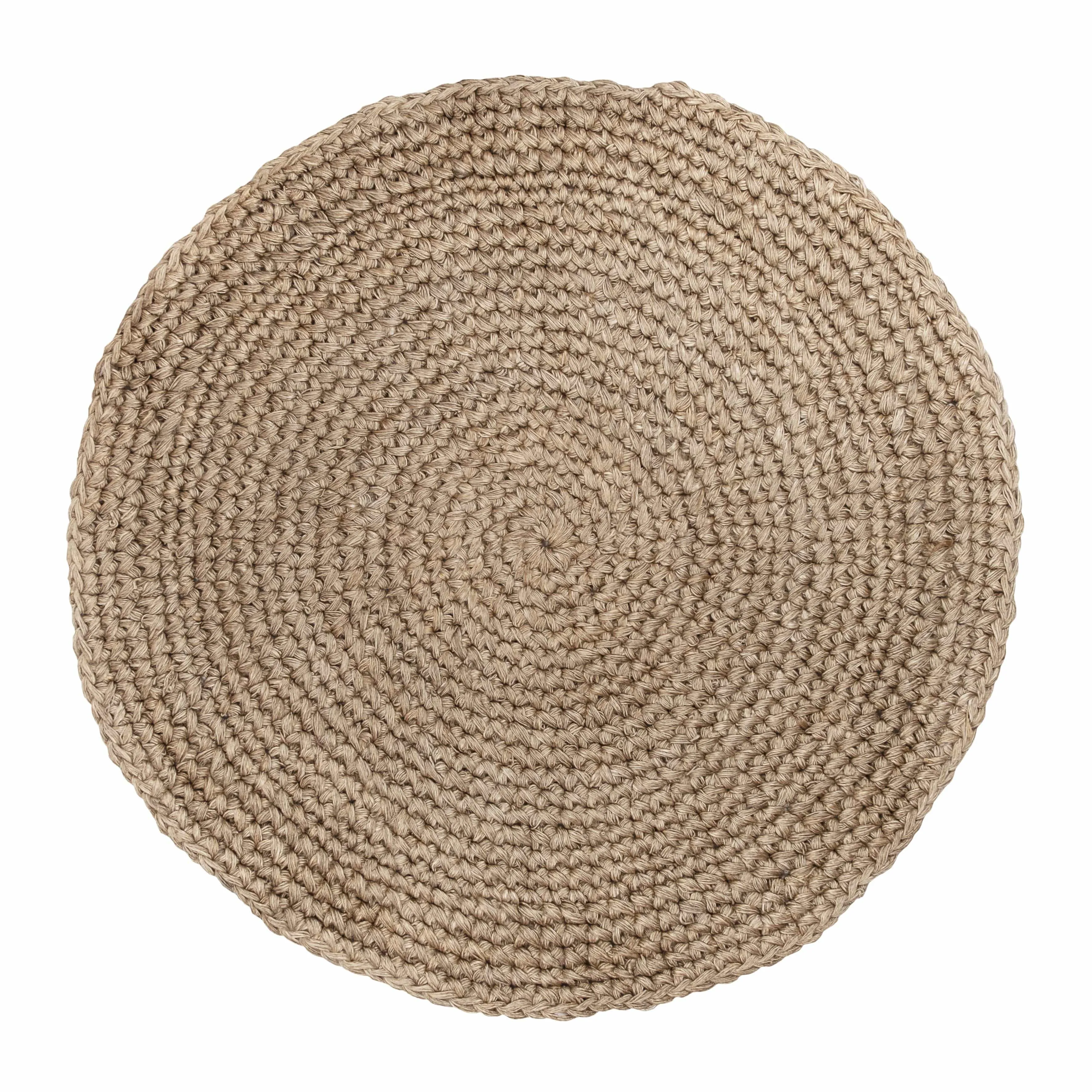 Georgia Natural Brown Crochet Round Jute Rug *NO RETURNS UNLESS FAULTYmodern color block patchwork rug
