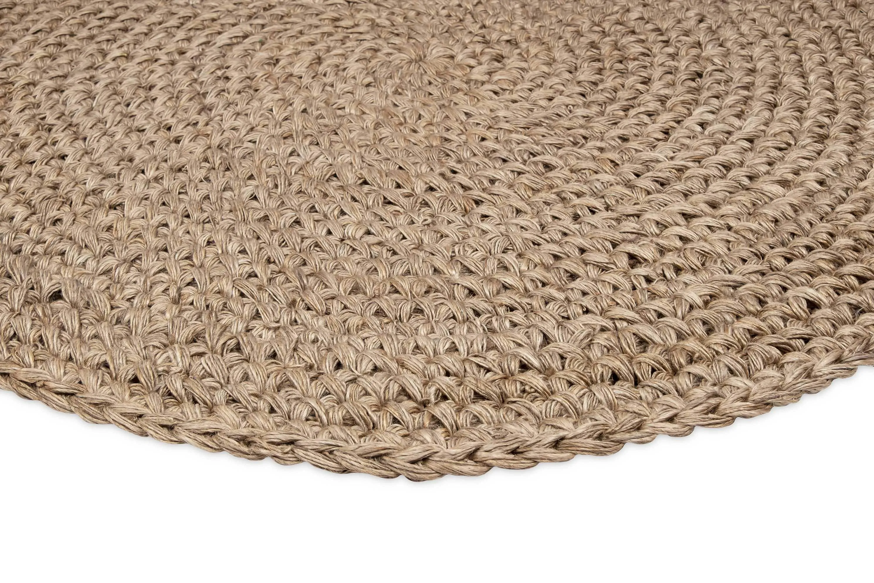 Georgia Natural Brown Crochet Round Jute Rug *NO RETURNS UNLESS FAULTY