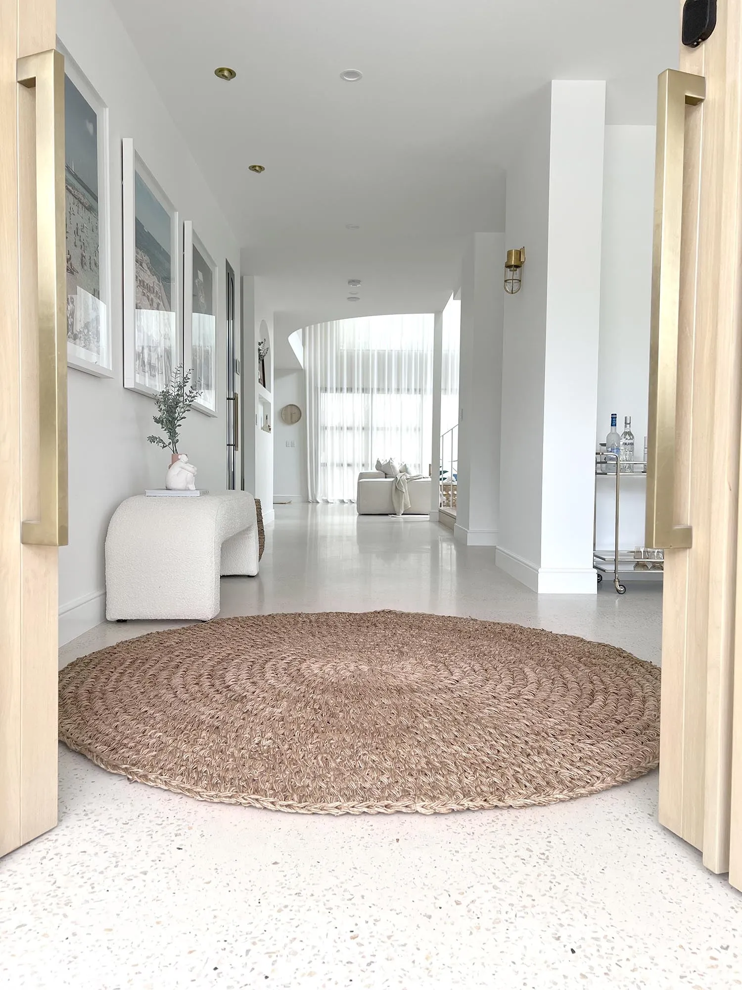 Georgia Natural Brown Crochet Round Jute Rug *NO RETURNS UNLESS FAULTY
