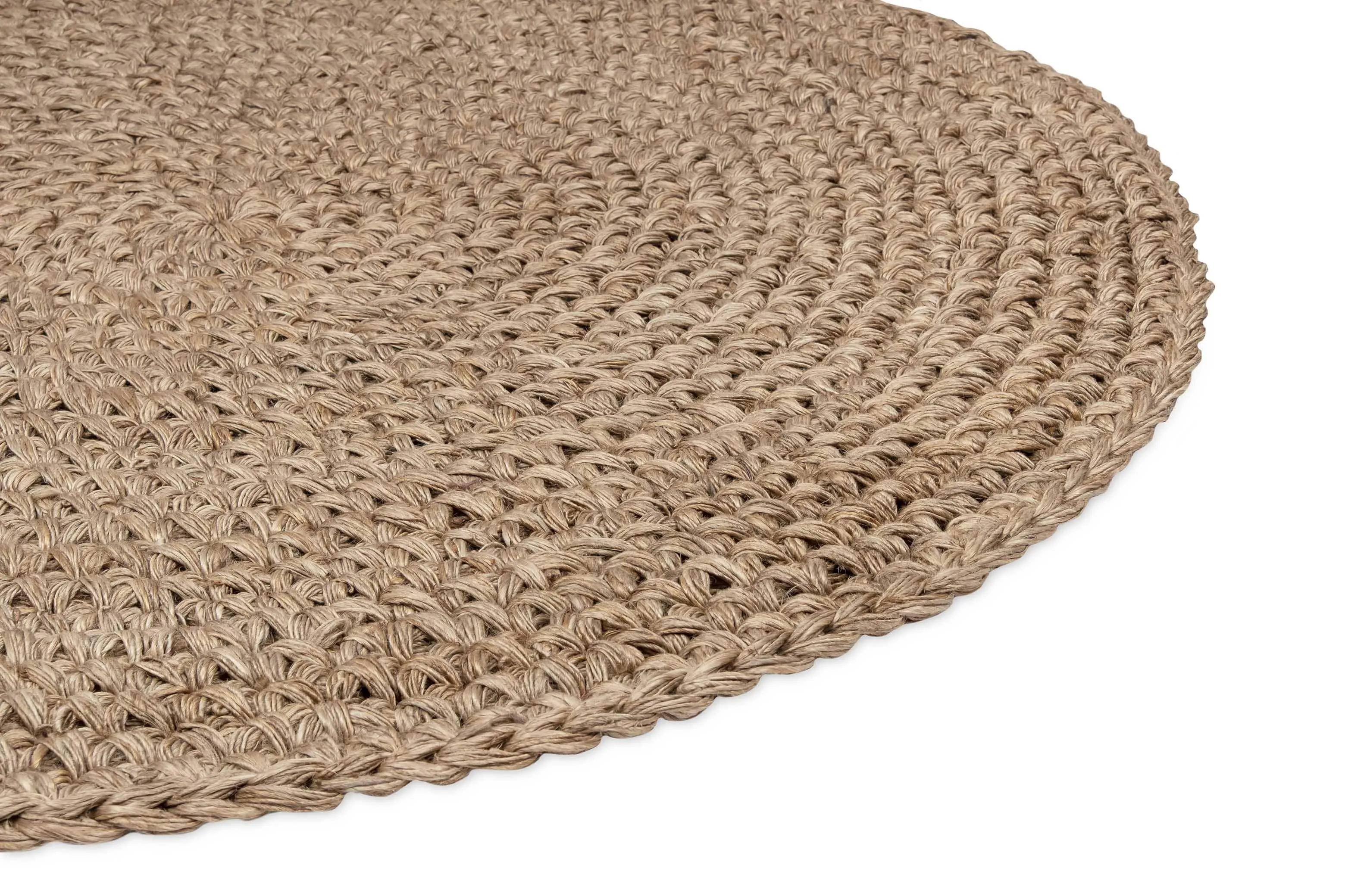 Georgia Natural Brown Crochet Round Jute Rug *NO RETURNS UNLESS FAULTY