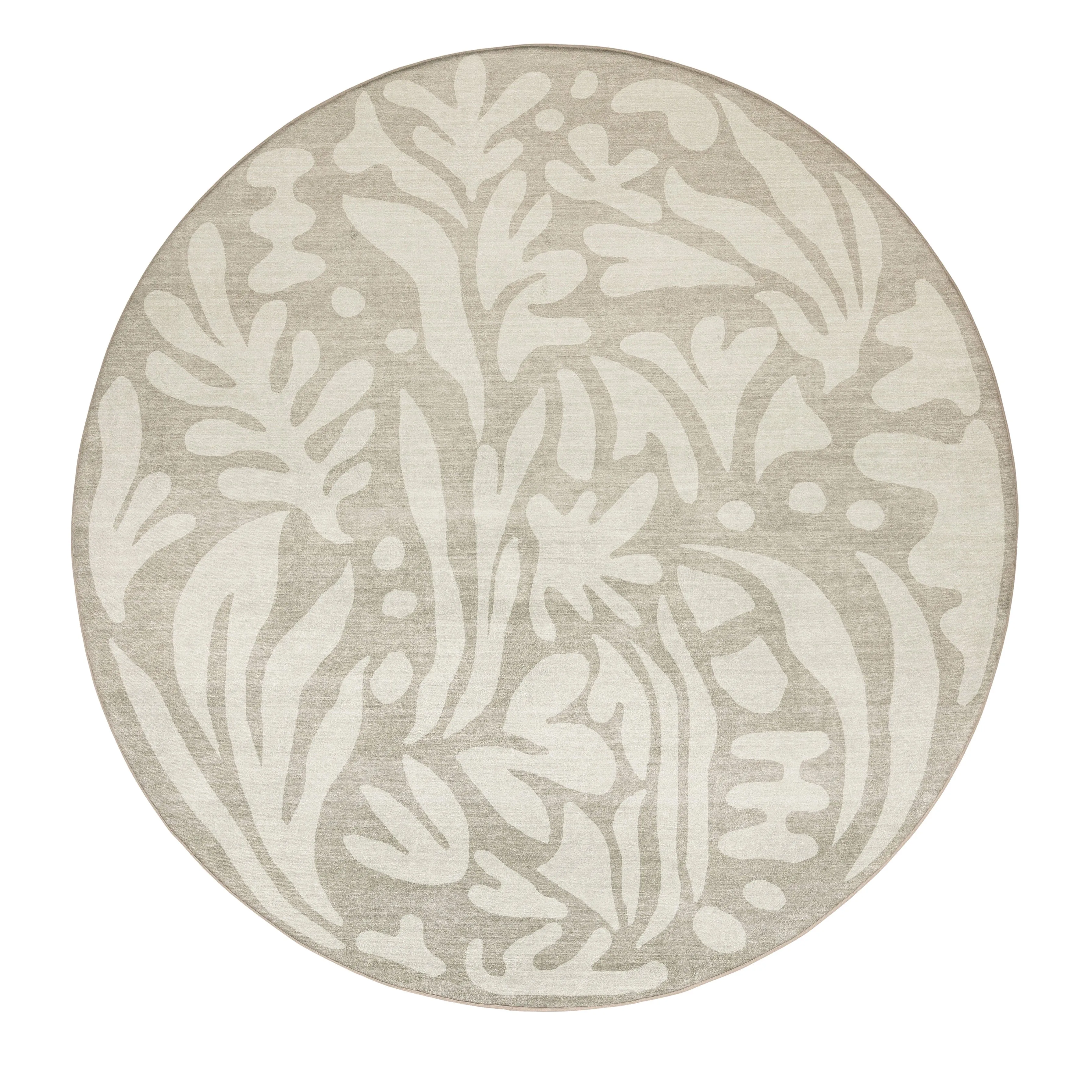 Gerda Green Grey Leaves Rollie Pollie Round Playmatmodern color block patchwork rug