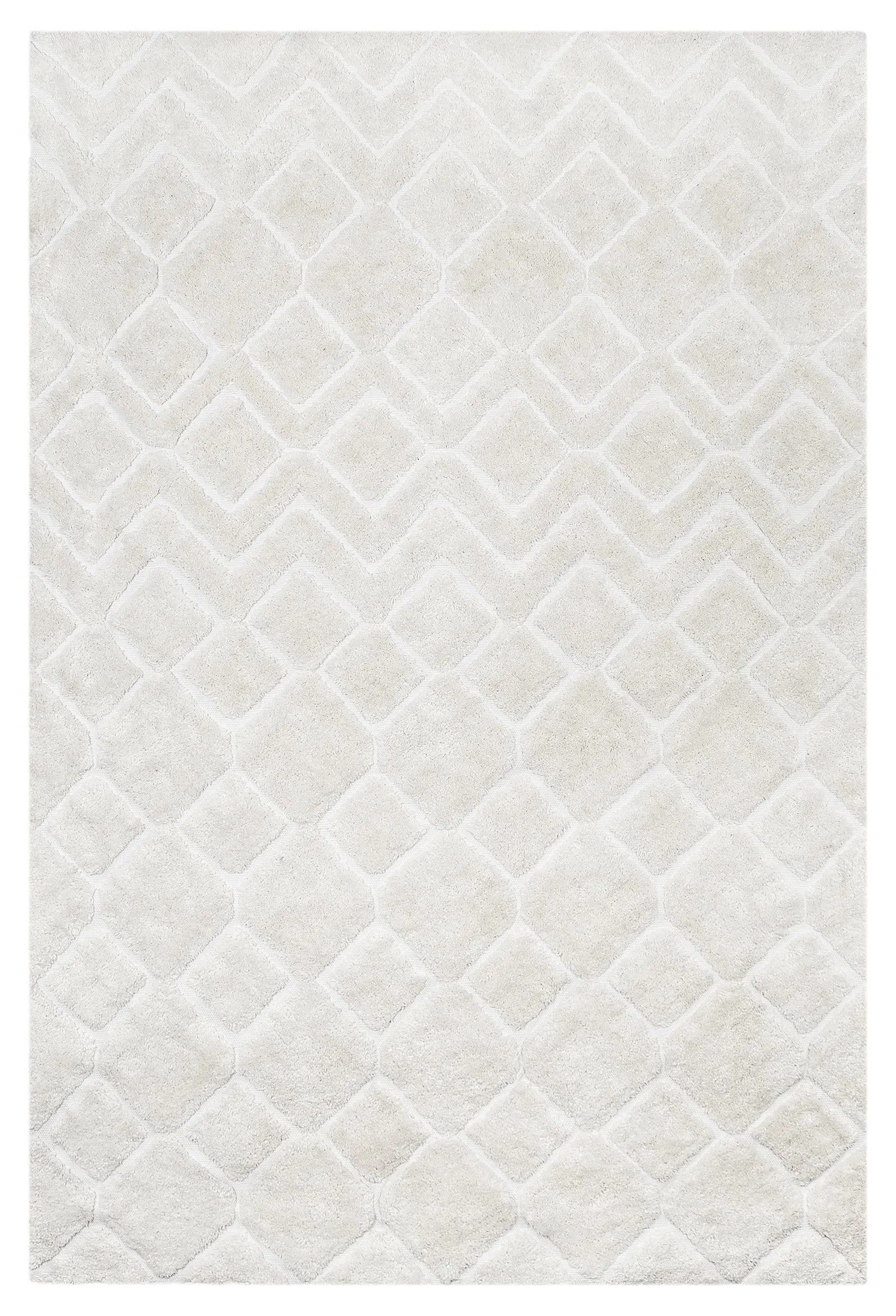 Gia Ivory Diamond Tribal PET Shag Rugmodern color block patchwork rug