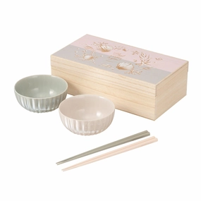 Gift Chawan & Chopstick Naturalhand-painted ceramic bowl