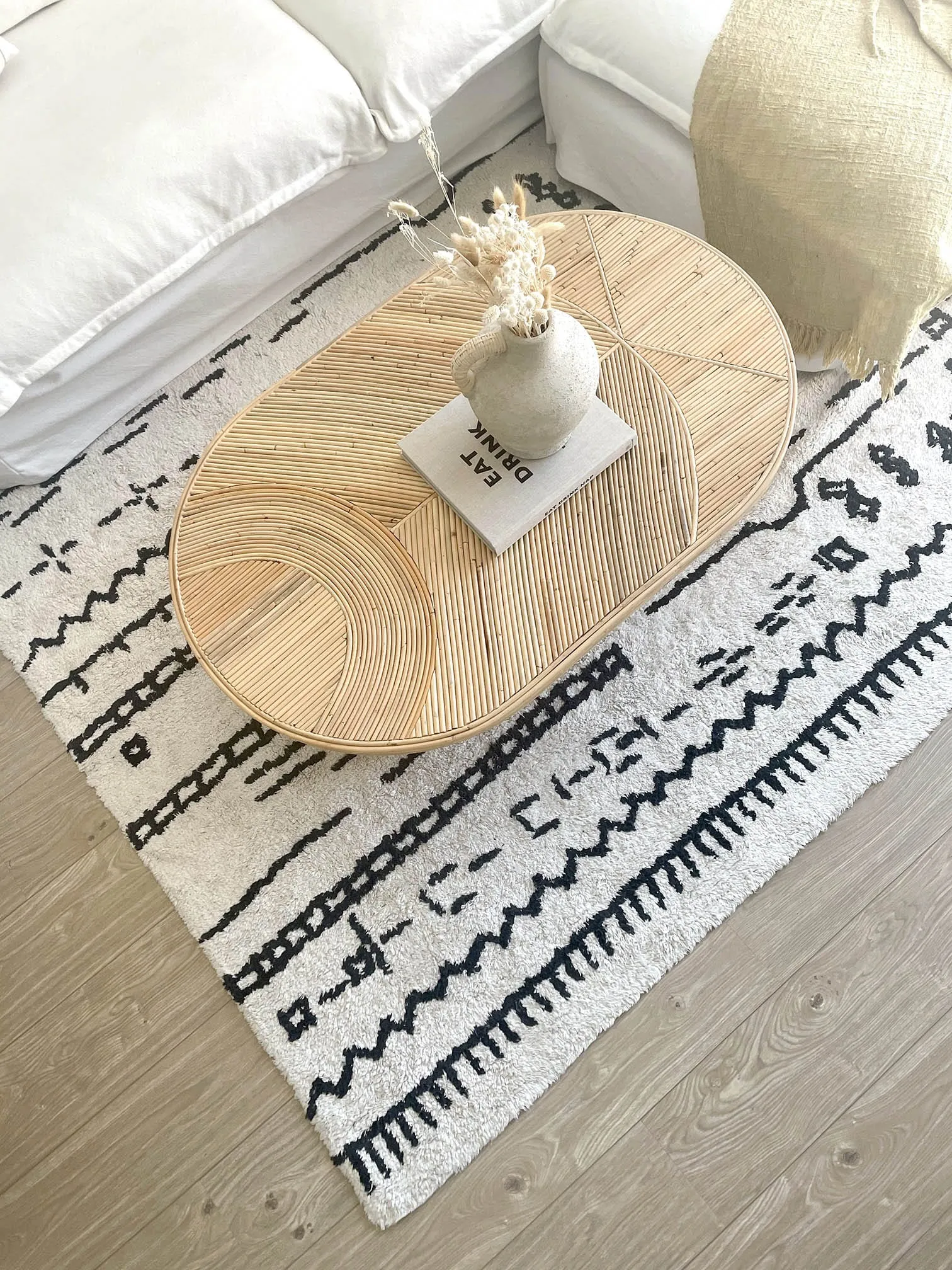 Gigi Black and Ivory Tribal Washable Berber Rug *NO RETURNS UNLESS FAULTY
