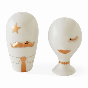 Gilded Mr. & Mrs. Muse Salt & Pepper Setmodern kitchen decor ,kitchen dinner set ,dinnerware 