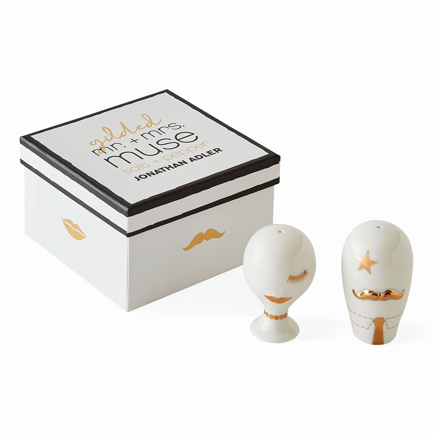 Gilded Mr. & Mrs. Muse Salt & Pepper Set
