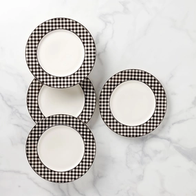 Gingham Black Dinner Plates - Set of 4modern kitchen decor ,kitchen dinner set ,dinnerware 