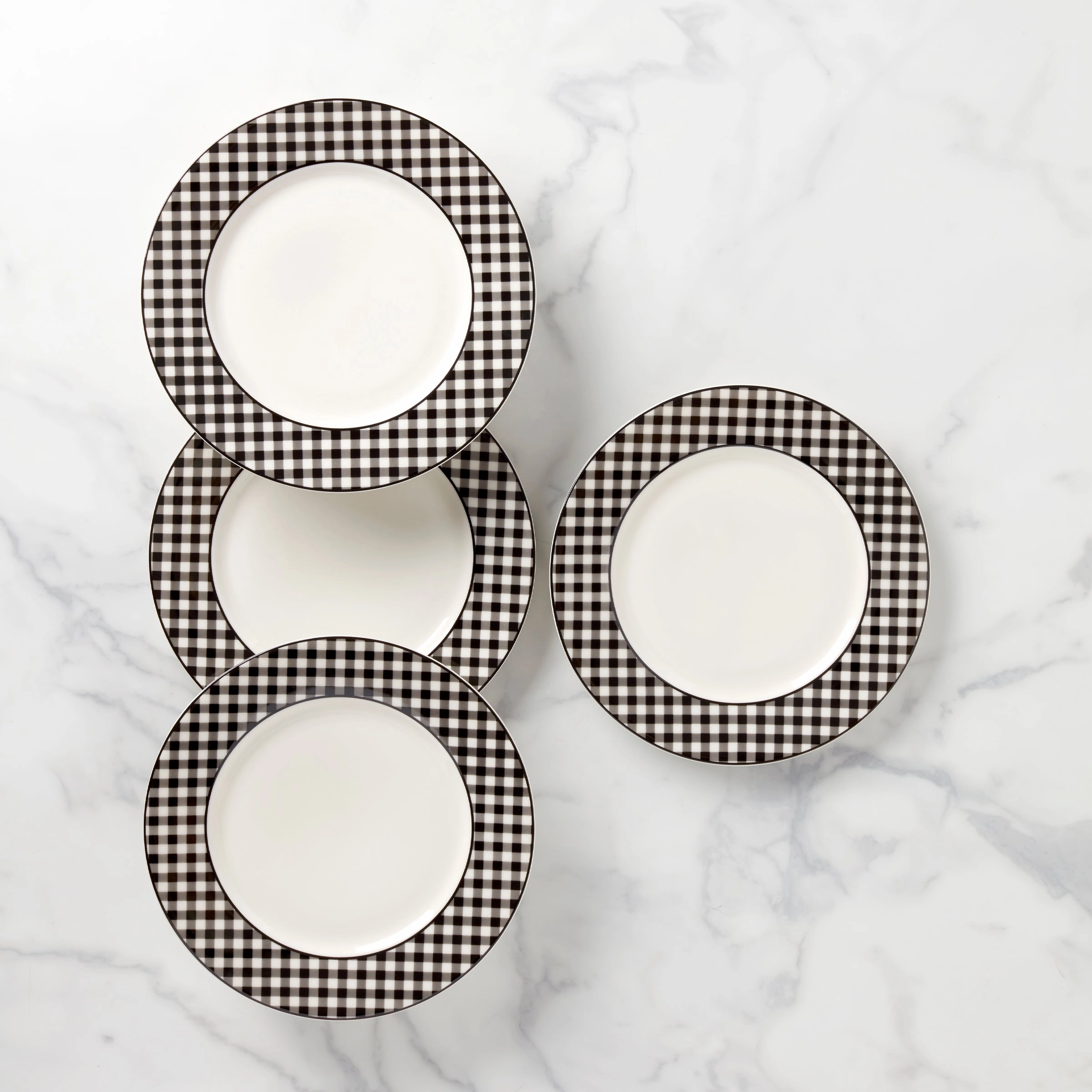 Gingham Black Dinner Plates - Set of 4modern kitchen decor ,kitchen dinner set ,dinnerware 