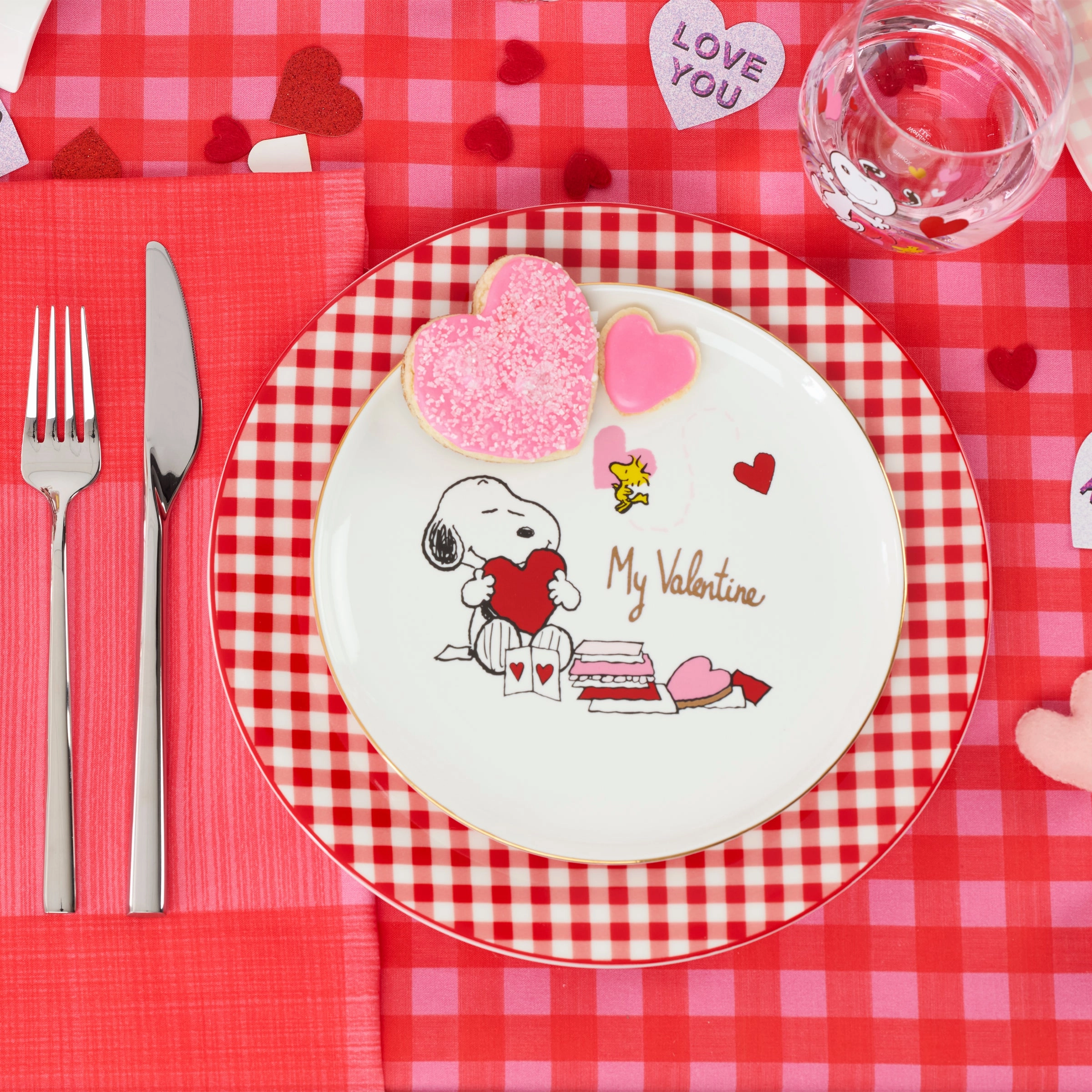 Gingham Red Dinner Plates - Set of 4