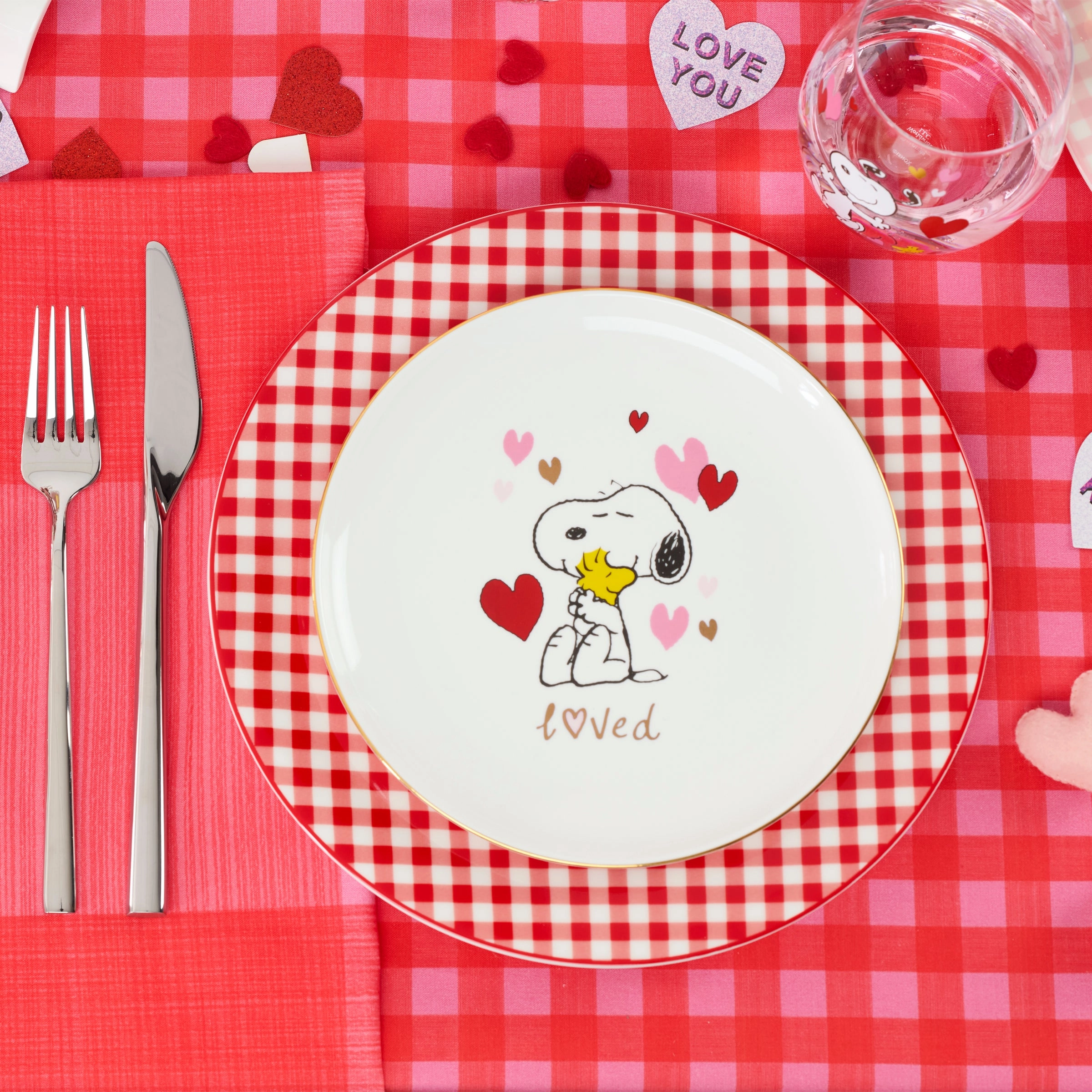 Gingham Red Dinner Plates - Set of 4