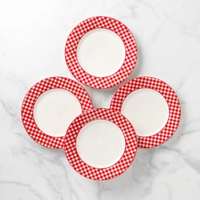 Gingham Red Dinner Plates - Set of 4modern kitchen decor ,kitchen dinner set ,dinnerware 