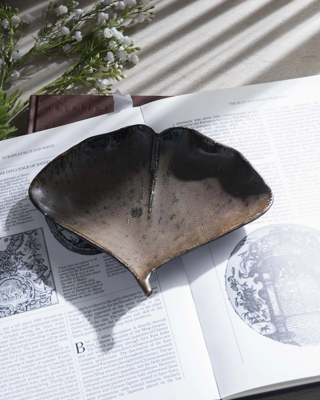 Ginkgo Leaf Reactive Glaze Ring Dish