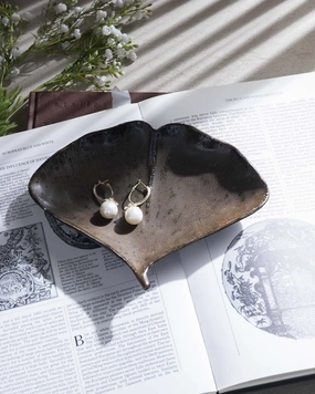 Ginkgo Leaf Reactive Glaze Ring Dishhome decor ,wall decor 