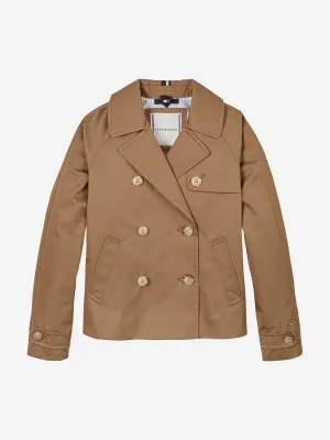 Girls Short Cotton Jacket in Brown